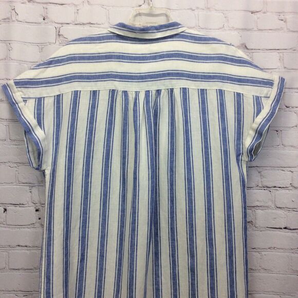 C &C California Linen Shirt Dress Women's Size 3X Blue/White Stripe Lagenlook - Picture 5 of 10